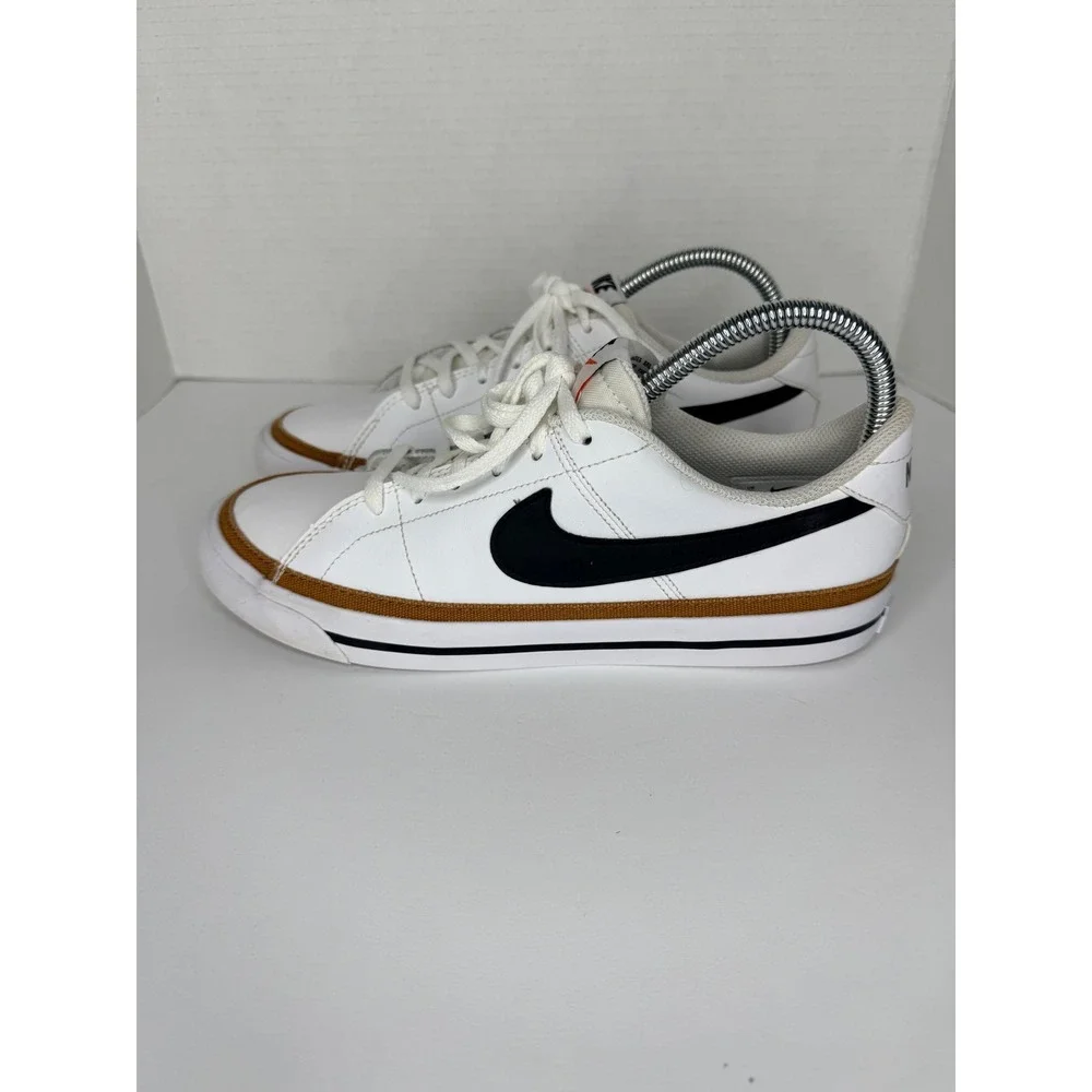 Nike Court Legacy Kids 7Y White Black DA5380-102 Tan Trim Low Top SportyTennis